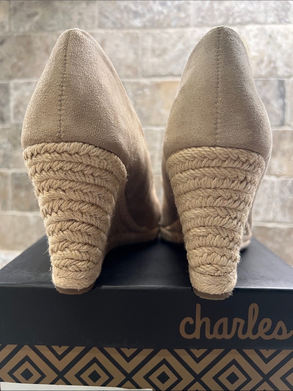 Charles by Charles David Nude Micro-Suede Espadrille Wedge Pumps - Picture 9 of 9